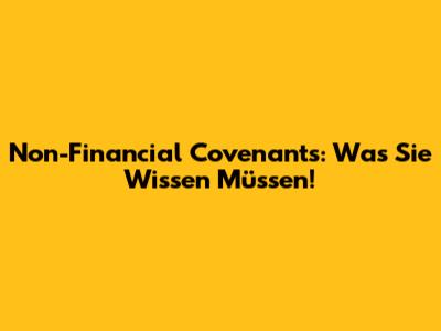 Non-Financial Covenants: Was Sie Wissen Müssen!