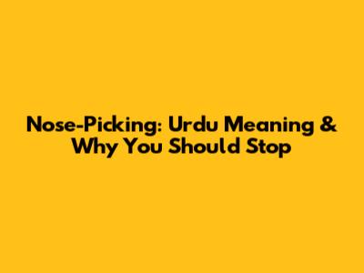 Nose-Picking: Urdu Meaning & Why You Should Stop