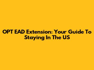 OPT EAD Extension: Your Guide To Staying In The US