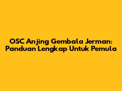 OSC Anjing Gembala Jerman: Panduan Lengkap Untuk Pemula