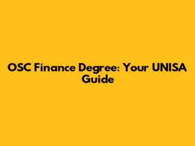 OSC Finance Degree: Your UNISA Guide