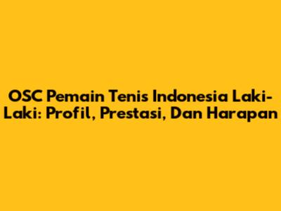 OSC Pemain Tenis Indonesia Laki-Laki: Profil, Prestasi, Dan Harapan