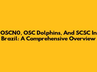 OSCN0, OSC Dolphins, And SCSC In Brazil: A Comprehensive Overview