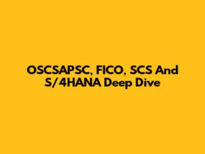 OSCSAPSC, FICO, SCS And S/4HANA Deep Dive