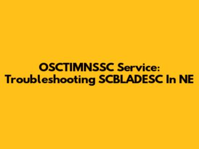 OSCTIMNSSC Service: Troubleshooting SCBLADESC In NE