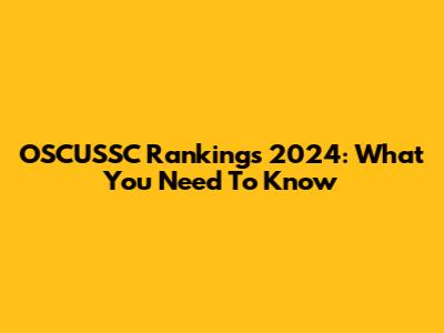 OSCUSSC Rankings 2024: What You Need To Know
