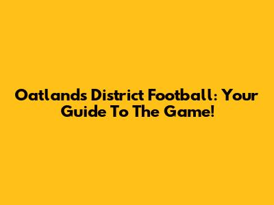 Oatlands District Football: Your Guide To The Game!