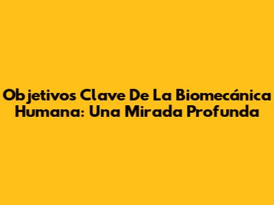 Objetivos Clave De La Biomecánica Humana: Una Mirada Profunda
