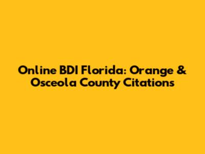 Online BDI Florida: Orange & Osceola County Citations