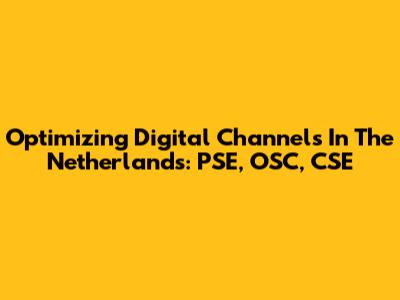 Optimizing Digital Channels In The Netherlands: PSE, OSC, CSE