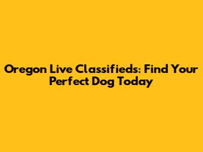 Oregon Live Classifieds: Find Your Perfect Dog Today