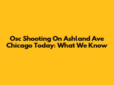 Osc Shooting On Ashland Ave Chicago Today: What We Know