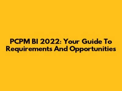 PCPM BI 2022: Your Guide To Requirements And Opportunities