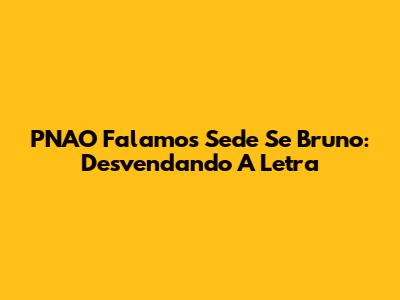 PNAO Falamos Sede Se Bruno: Desvendando A Letra