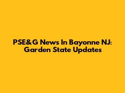 PSE&G News In Bayonne NJ: Garden State Updates