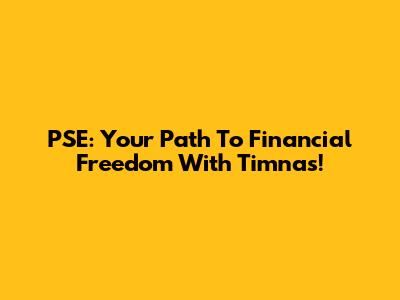 PSE: Your Path To Financial Freedom With Timnas!