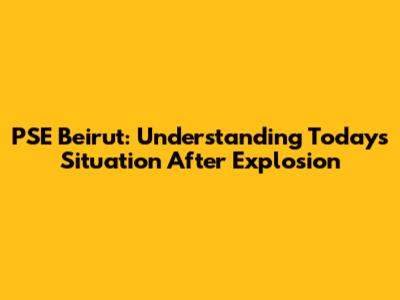 PSE Beirut: Understanding Today's Situation After Explosion