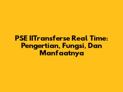 PSE IITransferse Real Time: Pengertian, Fungsi, Dan Manfaatnya