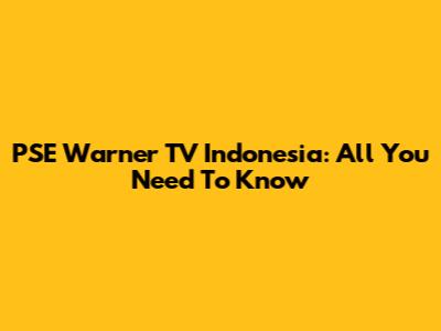 PSE Warner TV Indonesia: All You Need To Know