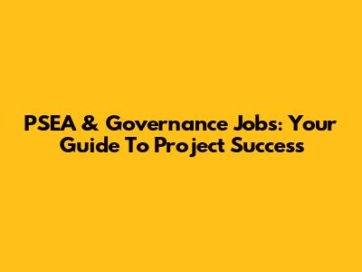 PSEA & Governance Jobs: Your Guide To Project Success