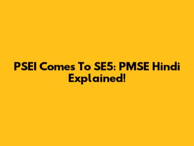PSEI Comes To SE5: PMSE Hindi Explained!