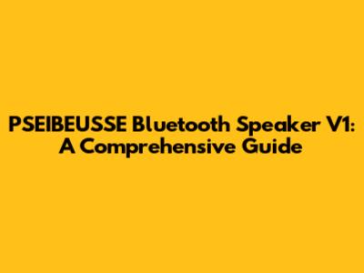 PSEIBEUSSE Bluetooth Speaker V1: A Comprehensive Guide