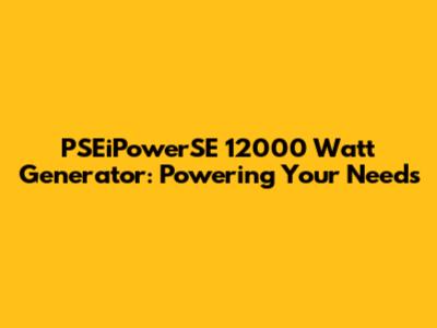 PSEiPowerSE 12000 Watt Generator: Powering Your Needs