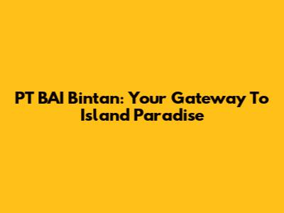 PT BAI Bintan: Your Gateway To Island Paradise
