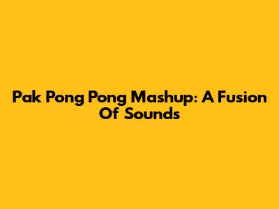 Pak Pong Pong Mashup: A Fusion Of Sounds