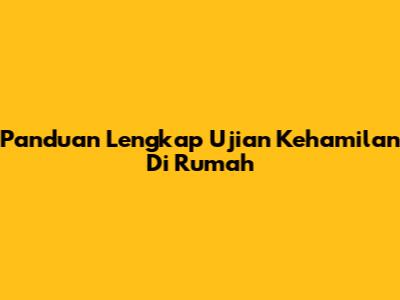 Panduan Lengkap Ujian Kehamilan Di Rumah