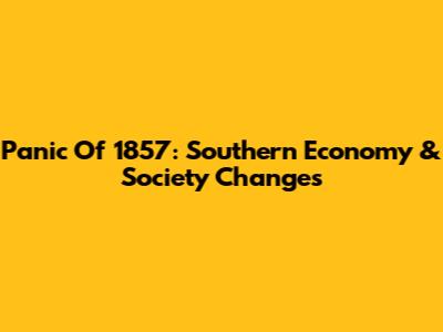 Panic Of 1857: Southern Economy & Society Changes