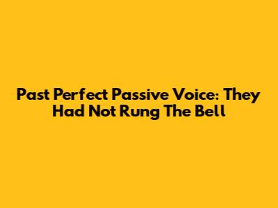Past Perfect Passive Voice: 'They Had Not Rung The Bell'