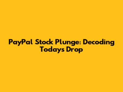 PayPal Stock Plunge: Decoding Today's Drop