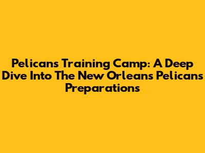 Pelicans Training Camp: A Deep Dive Into The New Orleans Pelicans' Preparations
