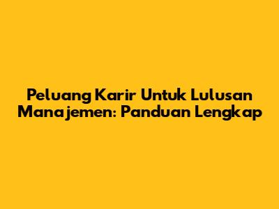 Peluang Karir Untuk Lulusan Manajemen: Panduan Lengkap