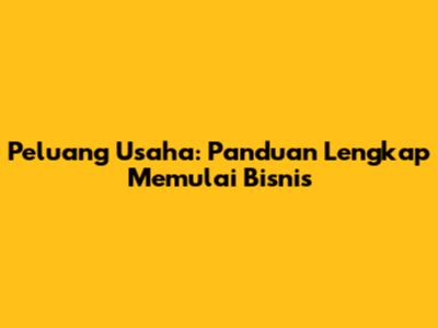 Peluang Usaha: Panduan Lengkap Memulai Bisnis