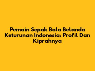 Pemain Sepak Bola Belanda Keturunan Indonesia: Profil Dan Kiprahnya