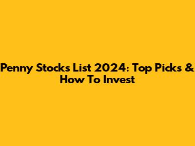 Penny Stocks List 2024: Top Picks & How To Invest