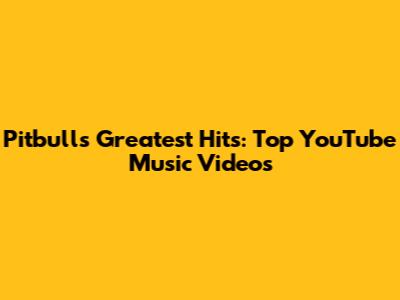 Pitbull's Greatest Hits: Top YouTube Music Videos