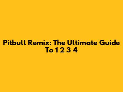 Pitbull Remix: The Ultimate Guide To "1 2 3 4"