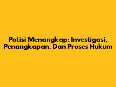 Polisi Menangkap: Investigasi, Penangkapan, Dan Proses Hukum