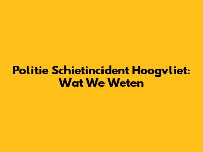 Politie Schietincident Hoogvliet: Wat We Weten