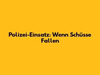 Polizei-Einsatz: Wenn Schüsse Fallen
