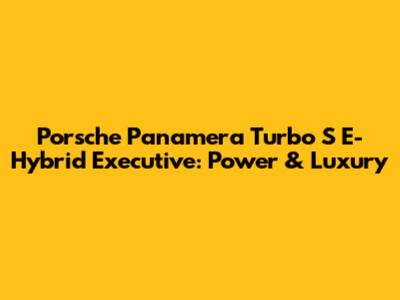 Porsche Panamera Turbo S E-Hybrid Executive: Power & Luxury