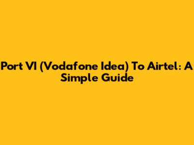 Port VI (Vodafone Idea) To Airtel: A Simple Guide