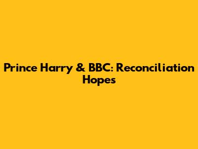 Prince Harry & BBC: Reconciliation Hopes