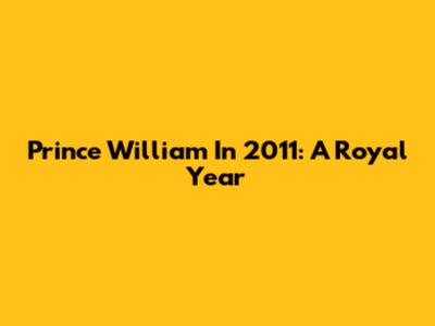 Prince William In 2011: A Royal Year