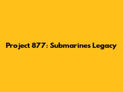 Project 877: Submarine's Legacy