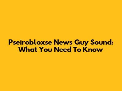 Pseirobloxse News Guy Sound: What You Need To Know