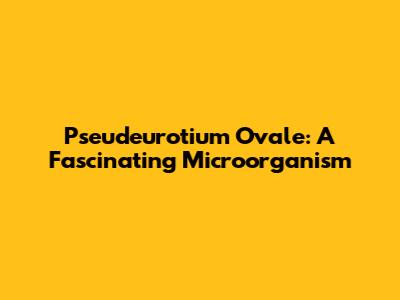 Pseudeurotium Ovale: A Fascinating Microorganism